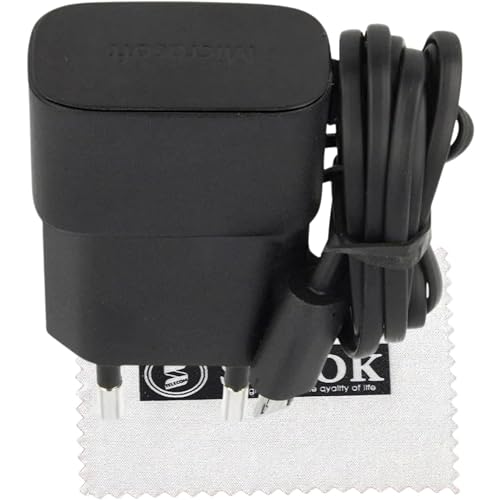 Caricabatterie originale per AC-18E per Nokia 105,106,110, 207, 208, 210, 215, 216, 220, 225, 230, Asha 301, 503 Cavo di ricarica Micro USB, caricatore di rete nero con panno di pulizia Shlok - Prova pratica