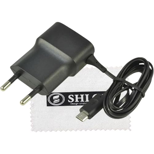 Caricabatterie originale per AC-18E per Nokia 105,106,110, 207, 208, 210, 215, 216, 220, 225, 230, Asha 301, 503 Cavo di ricarica Micro USB, caricatore di rete nero con panno di pulizia Shlok - Design e materiali