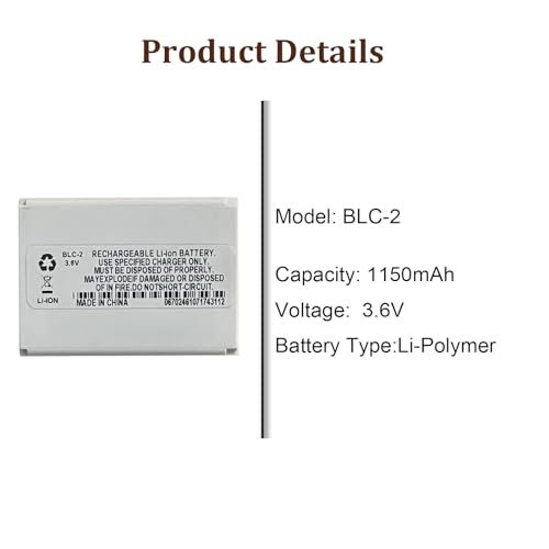 HIGHAKKU BLC-2 Batteria di ricambio compatibile con N-okia 3310, 3330, 3410, 3510, 5510, 6650, 6800, 6810 Newland NLS-PT800, NLS-PT850, NLS-PT850B, NLS-PT853 - Dettaglio recensione 4