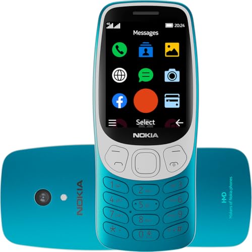 Nokia 3210 Blue - Telefono cellulare 4G - Una leggenda della telefonia riproposta in versione moderna, Grande display 2,4", comoda tastiera, Fotocamera 2Mp, Radio FM, Torcia, Bluetooth - Design e materiali