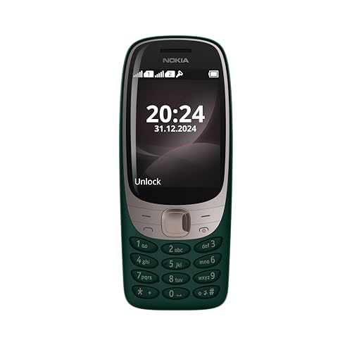 Nokia 6310 2024 Green, Telefono cellulare 2G, Dual Sim, Design Iconico, Display 2.8'', Fotocamera VGA, Batteria Lunga Durata, Memoria espandibile, Bluetooth 5.0, Radio FM Wireless - Design e materiali